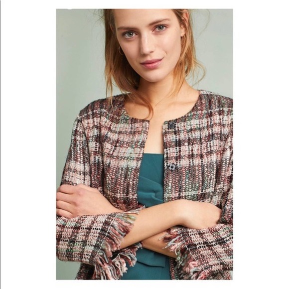 Anthropologie Ett:wa Fringed Academy Blazer Jacket